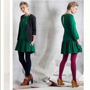 Anthro. MEADOW RUE Bright Green Ruffle Dress 0-XS